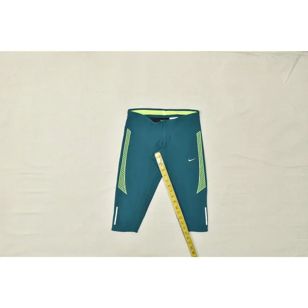 Nike Dri-Fit Women's XS Running Cropped Leggings Teal Mesh Panel Reflective